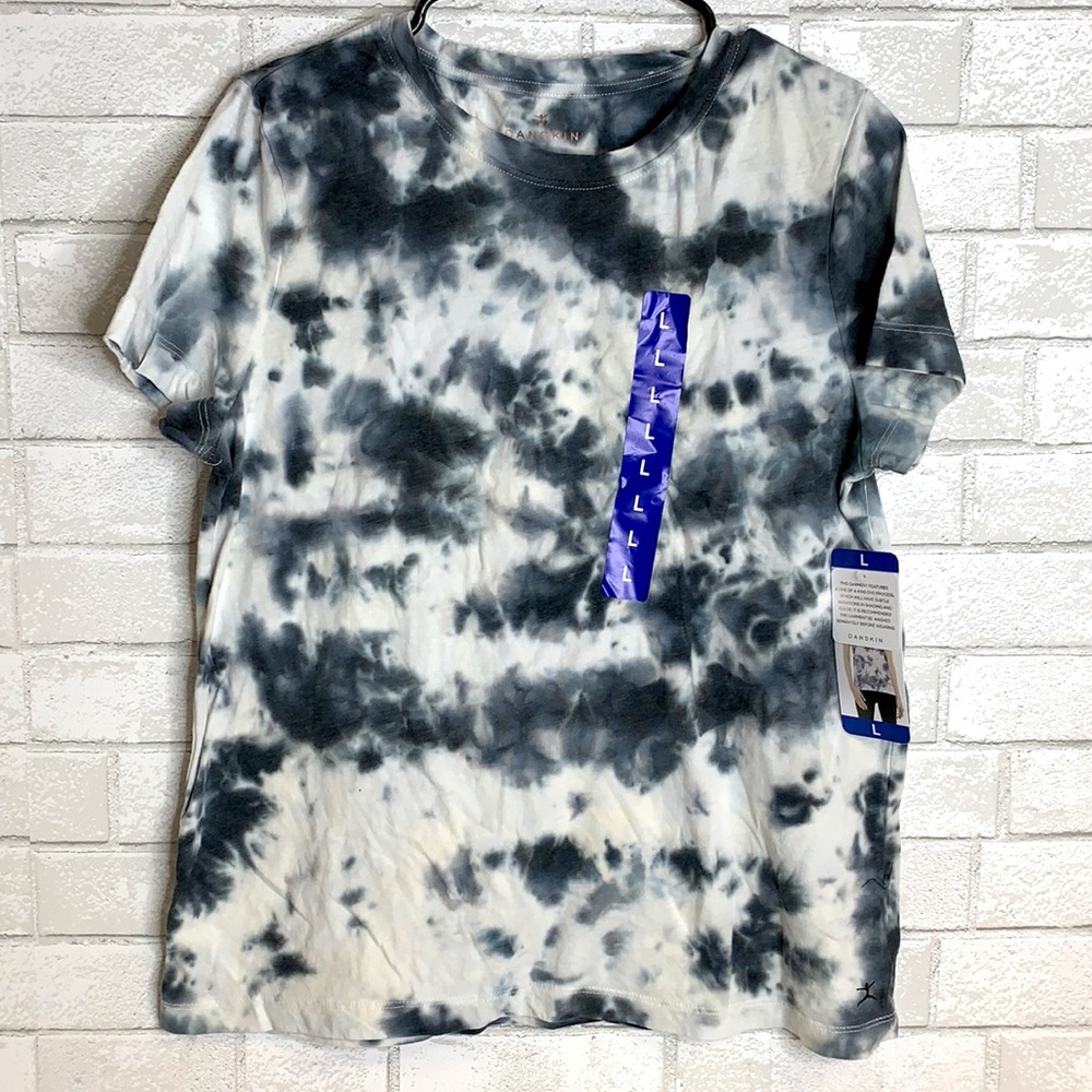 Danskin Comfort Tie Dye Tee, Navy/White - Picture 1 of 2